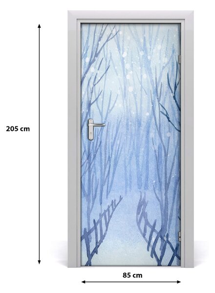 Fototapeta na dvere samolepiace les zima 85x205 cm