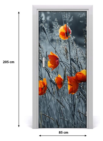 Fototapeta na dvere pole mak 85x205 cm