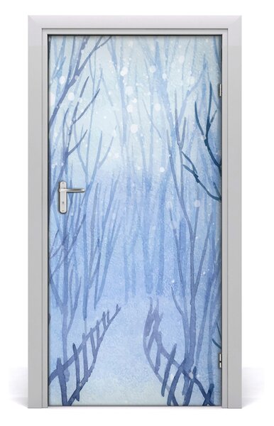 Fototapeta na dvere samolepiace les zima 95x205 cm