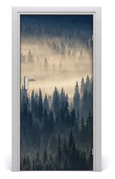 Fototapeta na dvere samolepiace hmla nad lesom 95x205 cm