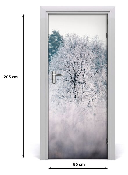 Fototapeta na dvere samolepiace les zima 85x205 cm