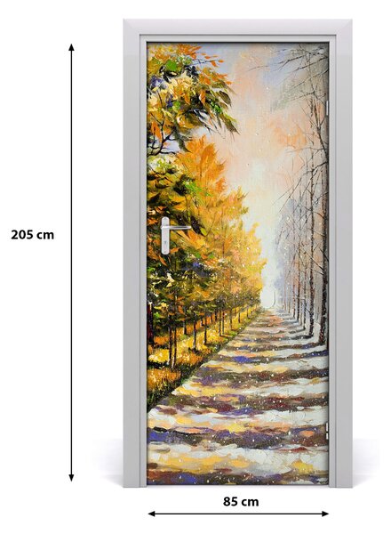 Fototapeta na dvere zima jeseň 85x205 cm