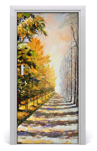 Fototapeta na dvere zima jeseň 95x205 cm