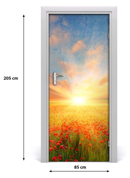 Fototapeta na dvere krajina pole makov 85x205 cm