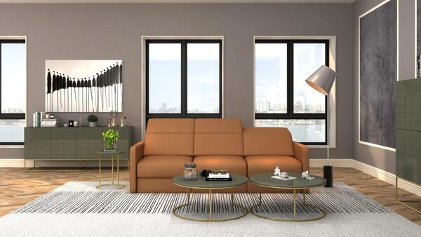 LivinHill Konferenčný stolík Rose Hill 80 cm zelený/zlatý