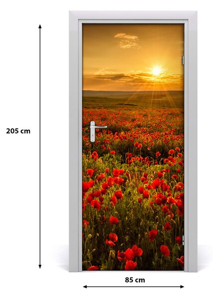 Fototapeta na dvere krajina pole makov 85x205 cm