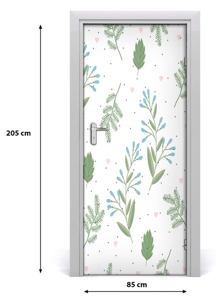 Samolepiace fototapety na dvere lístia a srdce 85x205 cm