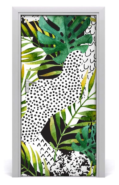 Samolepiace fototapety na dvere tropické lístia 95x205 cm