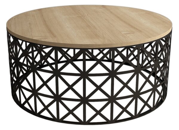 Hanah Home Konferenčný stolík Selin 90 cm čierny/dub sonoma