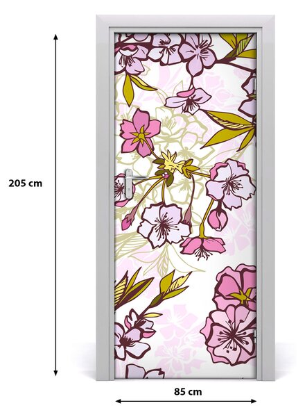 Samolepiace fototapety na dvere kvety višne 85x205 cm