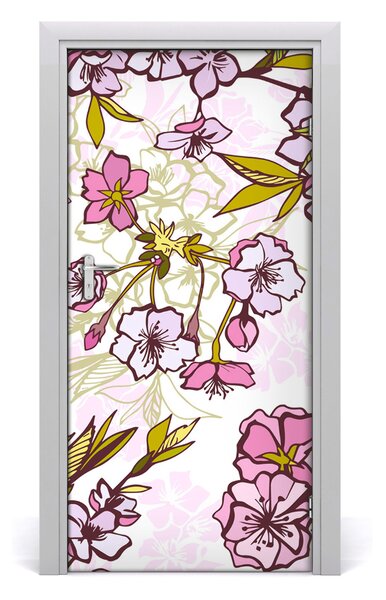 Samolepiace fototapety na dvere kvety višne 95x205 cm