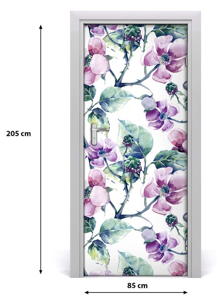 Samolepiace fototapety na dvere kvety černice 85x205 cm