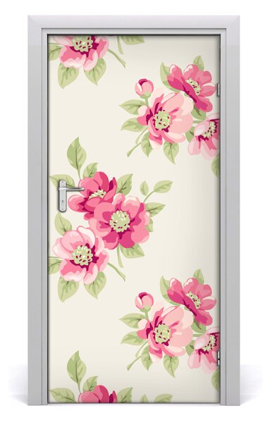 Samolepiace fototapety na dvere ružové kvety 95x205 cm