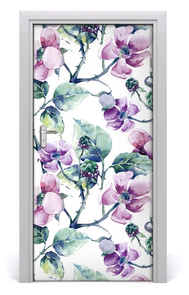 Samolepiace fototapety na dvere kvety černice 95x205 cm