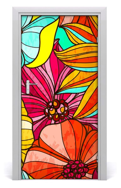 Samolepiace fototapety na dvere Kolorowe kvety 95x205 cm