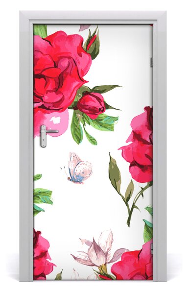 Samolepiace fototapety na dvere červená ruža 95x205 cm