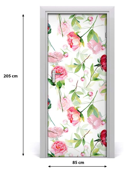 Samolepiace fototapety na dvere ruže a pivónie 85x205 cm