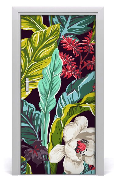 Samolepiace fototapety na dvere tropické kvety 95x205 cm