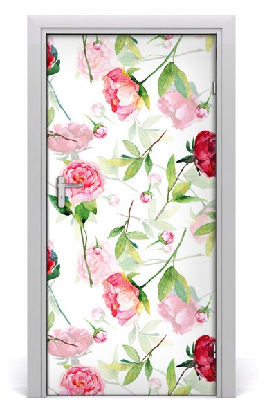 Samolepiace fototapety na dvere ruže a pivónie 95x205 cm