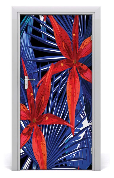 Samolepiace fototapety na dvere tropické kvety 95x205 cm