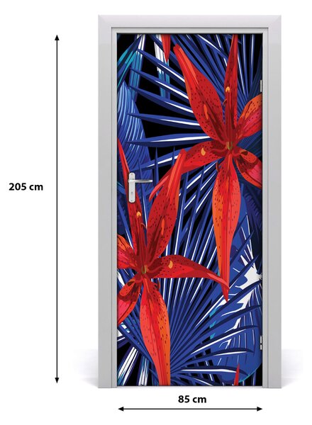 Samolepiace fototapety na dvere tropické kvety 85x205 cm