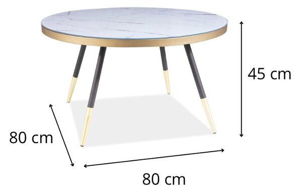 Signal Konferenčný stolík Vegas 80 cm biely mramor/čierny