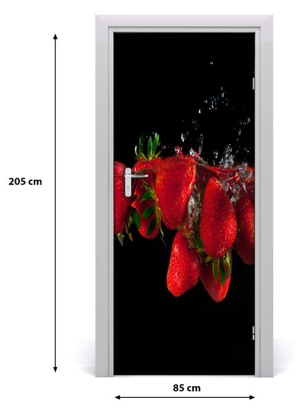 Fototapeta na dvere samolepiace jahody vo vode 85x205 cm