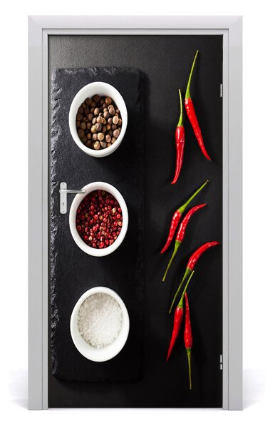 Fototapeta dvere samolepiace korenie a paprika 95x205 cm