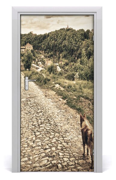 Samolepiace fototapety na dvere Dvaja psi kopec 95x205 cm