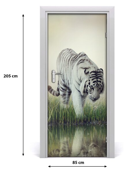 Samolepiace fototapety na dvere biely tiger 85x205 cm