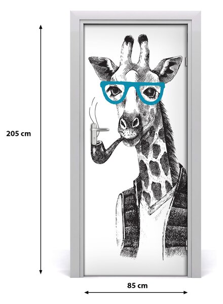 Samolepiace fototapety na dvere Žirafa s okuliarmi 85x205 cm