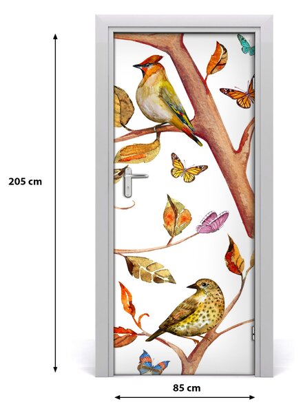 Samolepiace fototapety na dvere Motýle a lístia 85x205 cm