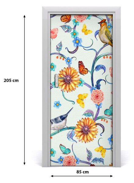 Samolepiace fototapety na dvere motýle kvety 85x205 cm