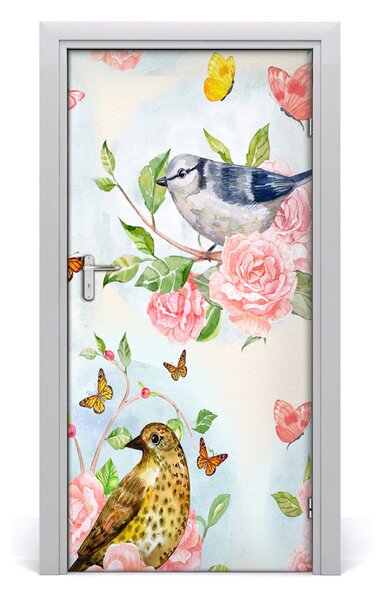 Samolepiace fototapety na dvere motýle kvety 95x205 cm