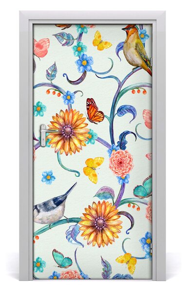 Samolepiace fototapety na dvere motýle kvety 95x205 cm