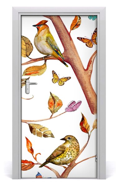 Samolepiace fototapety na dvere Motýle a lístia 95x205 cm