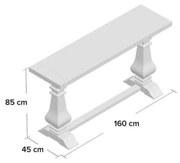 LivinHill Konzolový stolík Glamour 160 cm z masívu hnedý/chróm