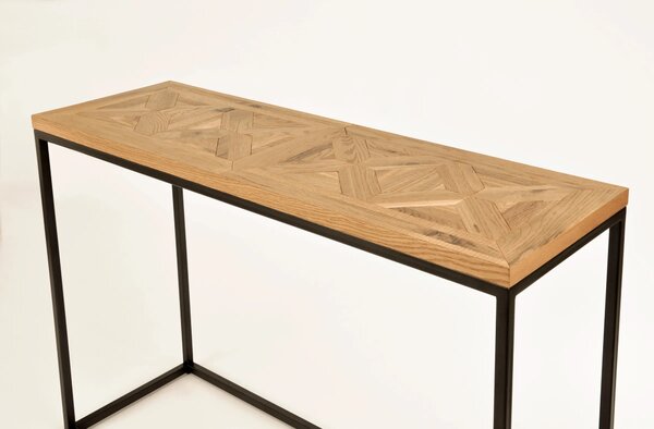 LivinHill Konzolový stolík Indus 116 cm z masívu dub prírodný/grafit