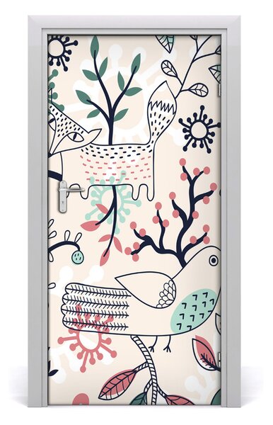 Samolepiace fototapety na dvere Zvieratá a kvety 95x205 cm