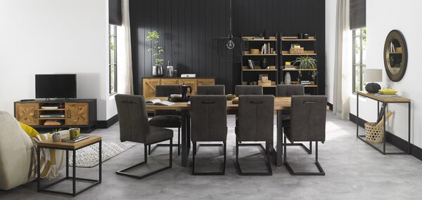 LivinHill Konzolový stolík Indus 116 cm z masívu dub prírodný/grafit