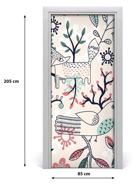 Samolepiace fototapety na dvere Zvieratá a kvety 85x205 cm