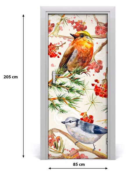 Samolepiace fototapety na dvere Vtáky a kvety 85x205 cm