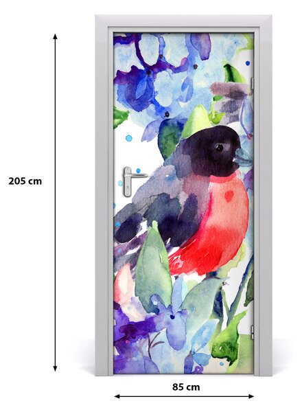 Samolepiace fototapety na dvere Vtáky a kvety 85x205 cm