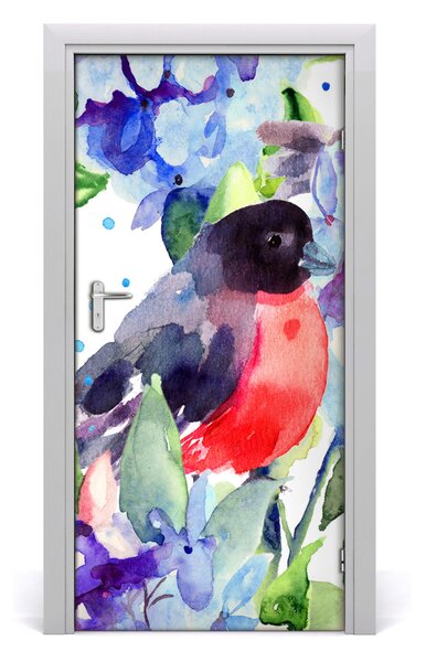 Samolepiace fototapety na dvere Vtáky a kvety 95x205 cm
