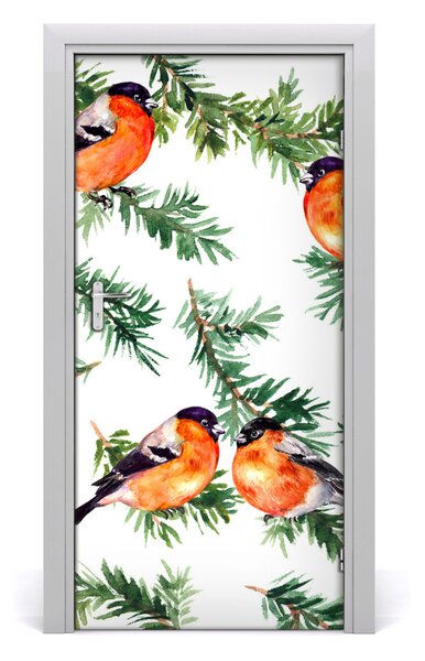 Samolepiace fototapety na dvere Červenka a ihličnany 95x205 cm