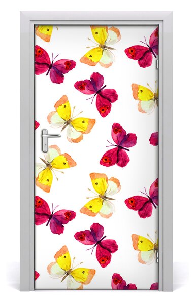 Samolepiace fototapety na dvere farební motýle 95x205 cm