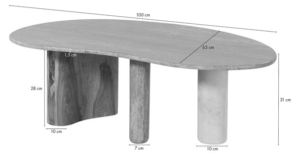 ORGANIC COLLECTION Konferenčný stolík z indického palisandra, lakovaný biely, 100x65x31