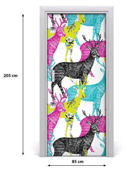 Samolepiace fototapety na dvere farební jelene 85x205 cm
