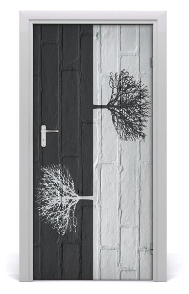Samolepiace fototapety na dvere Stromy na stene 95x205 cm