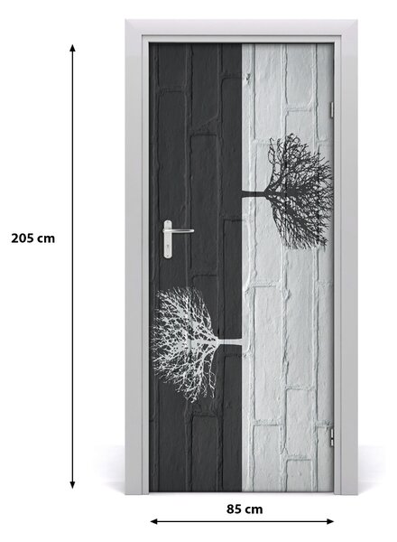 Samolepiace fototapety na dvere Stromy na stene 85x205 cm